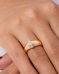 18K Rose Gold Bulky Natural Diamonds Ring