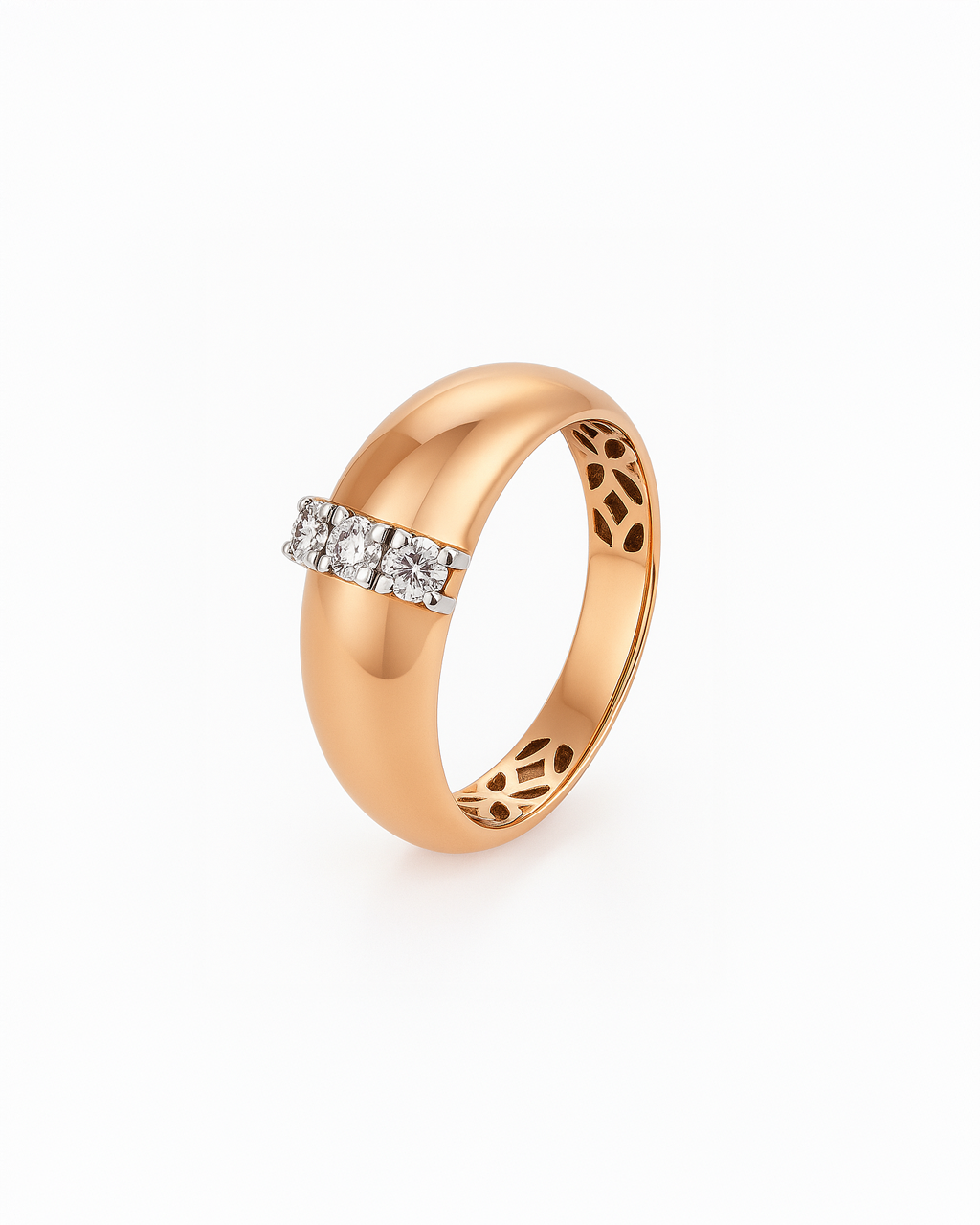 18K Rose Gold Bulky Natural Diamonds Ring