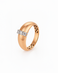 18K Rose Gold Bulky Natural Diamonds Ring