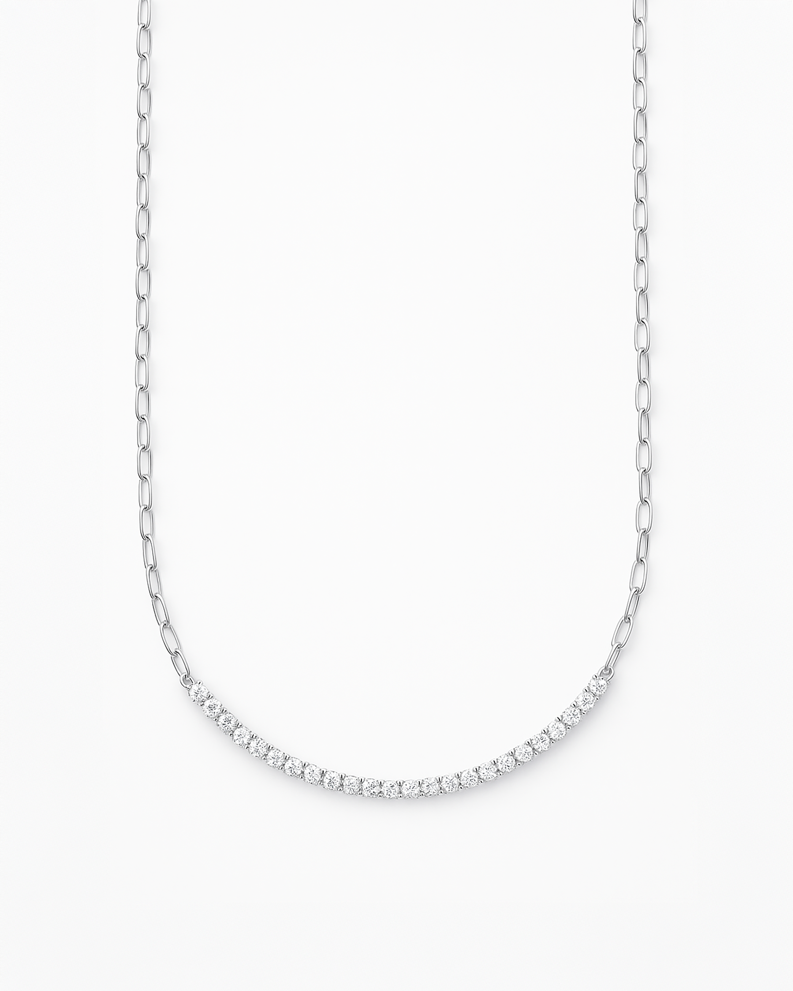 Tennis Diamond Necklace in 18k White gold - QA13671