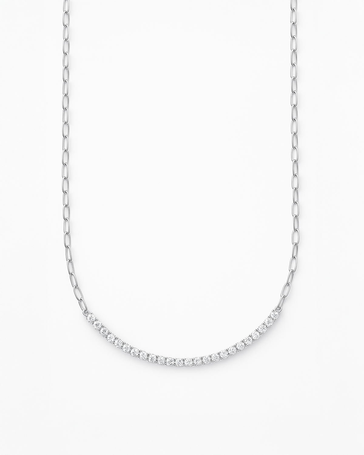 Tennis Diamond Necklace in 18k White gold - QA13671