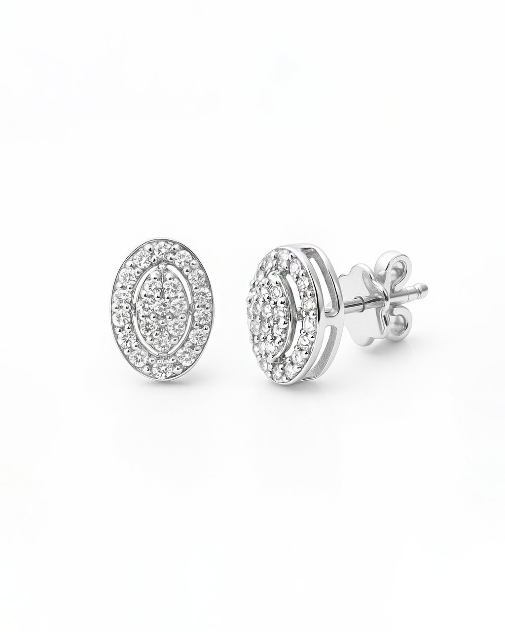18K White Gold Diamond Earrings - RA7212