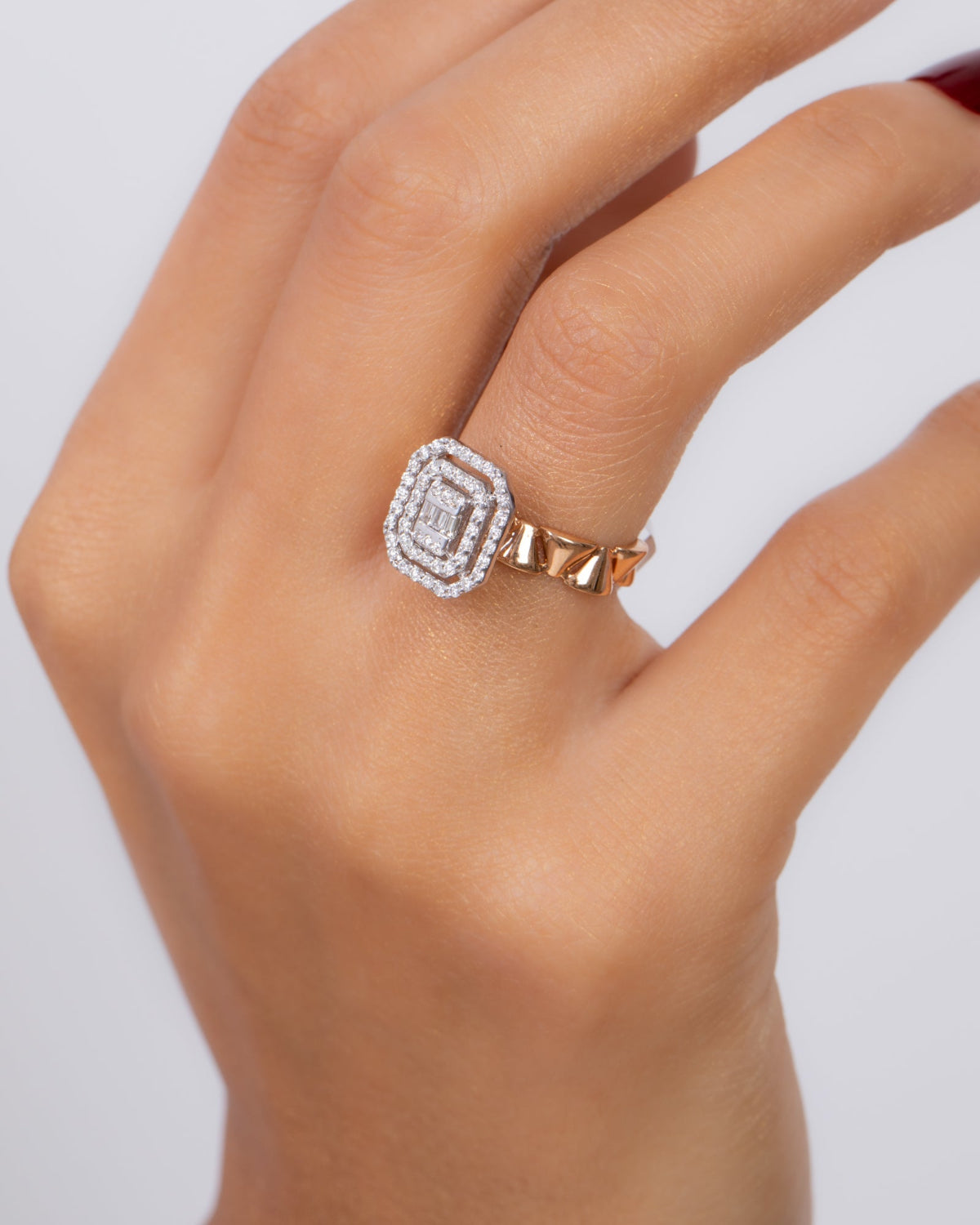 18K Rose Gold Diamond Ring - RA7674
