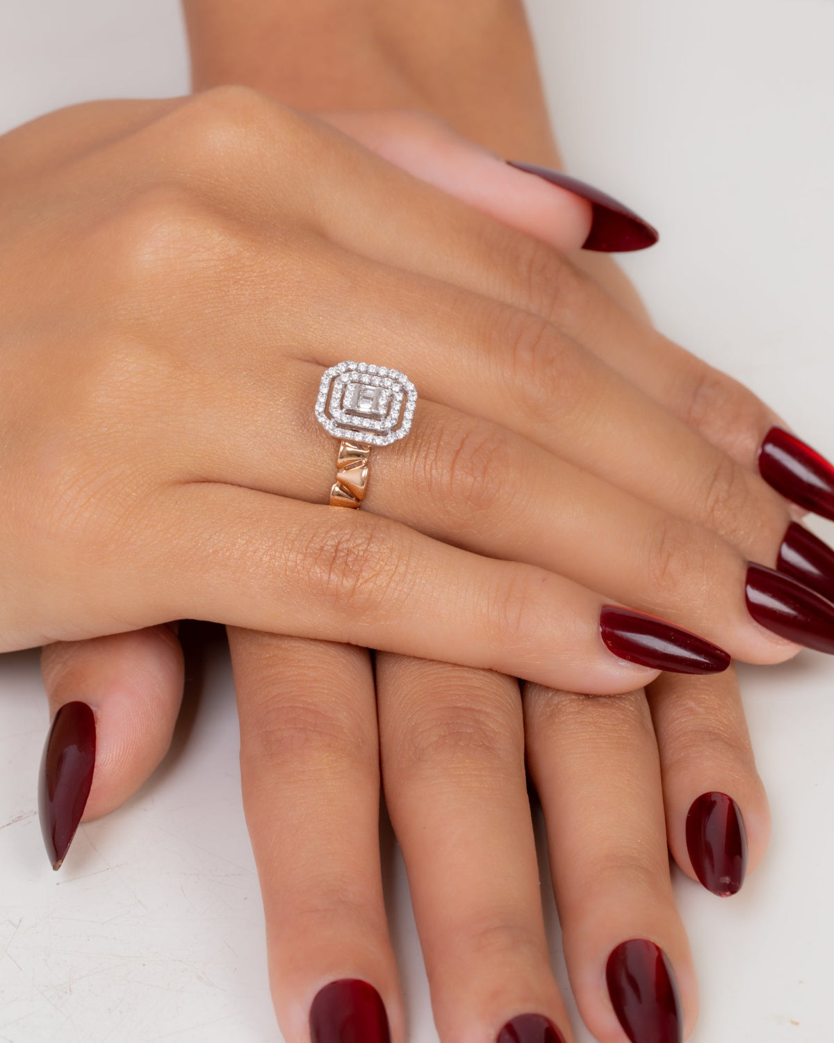 18K Rose Gold Diamond Ring - RA7674