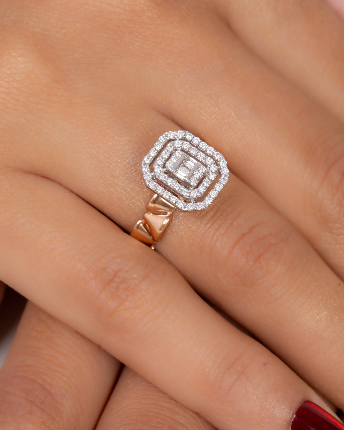 18K Rose Gold Diamond Ring - RA7674