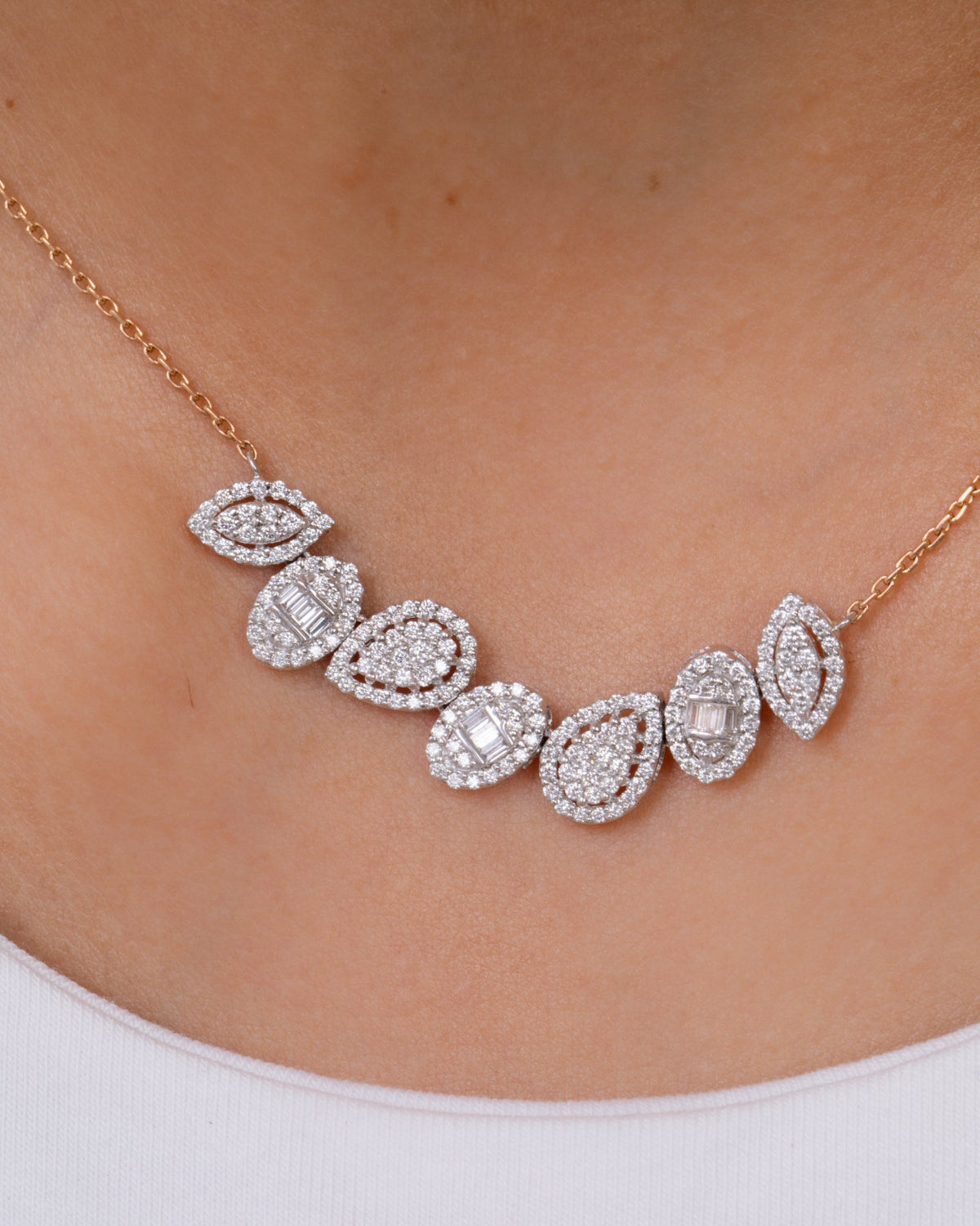 18K Rose Gold Diamond Necklace - RA7374