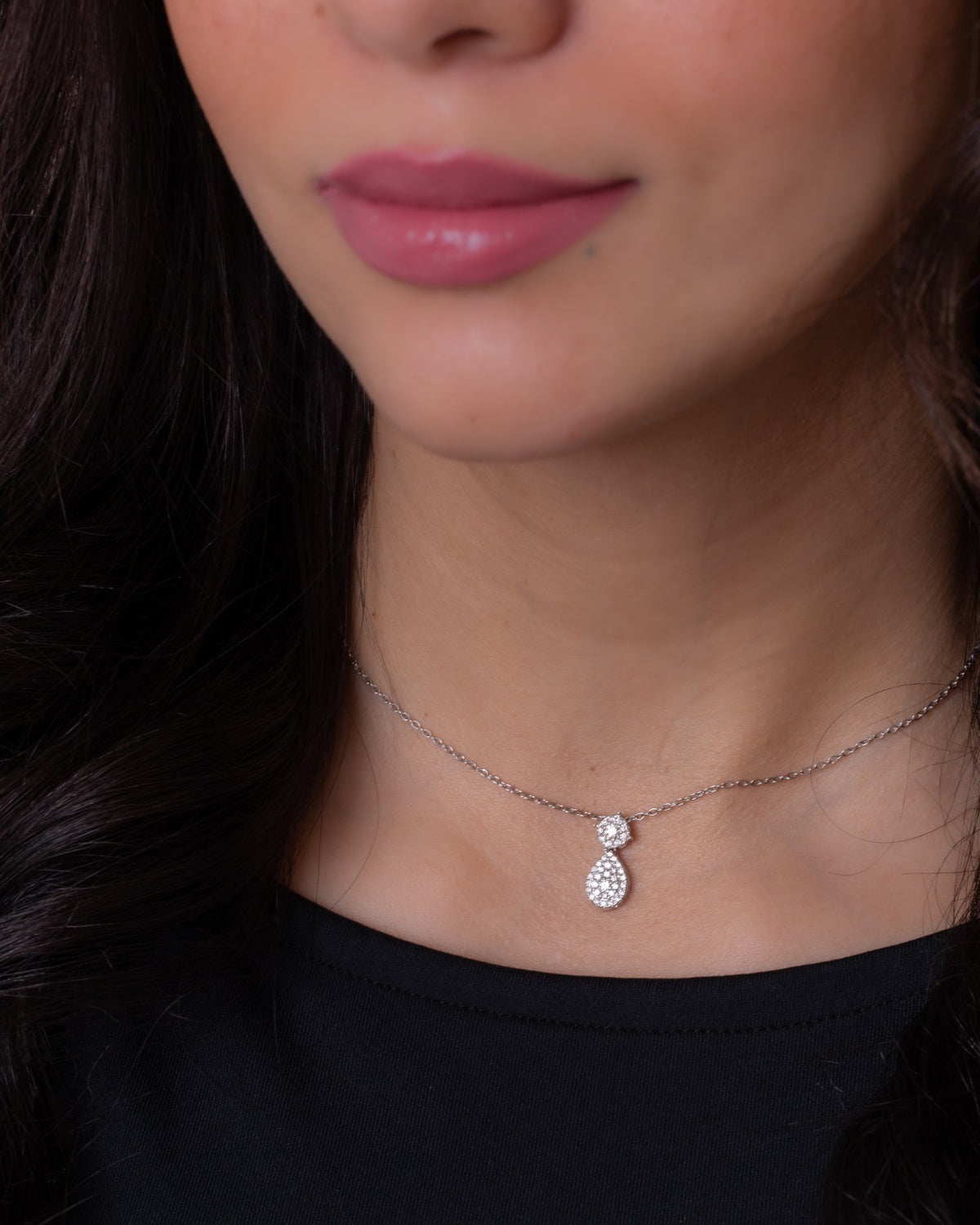 18K White Gold Diamond Necklace- SA2380