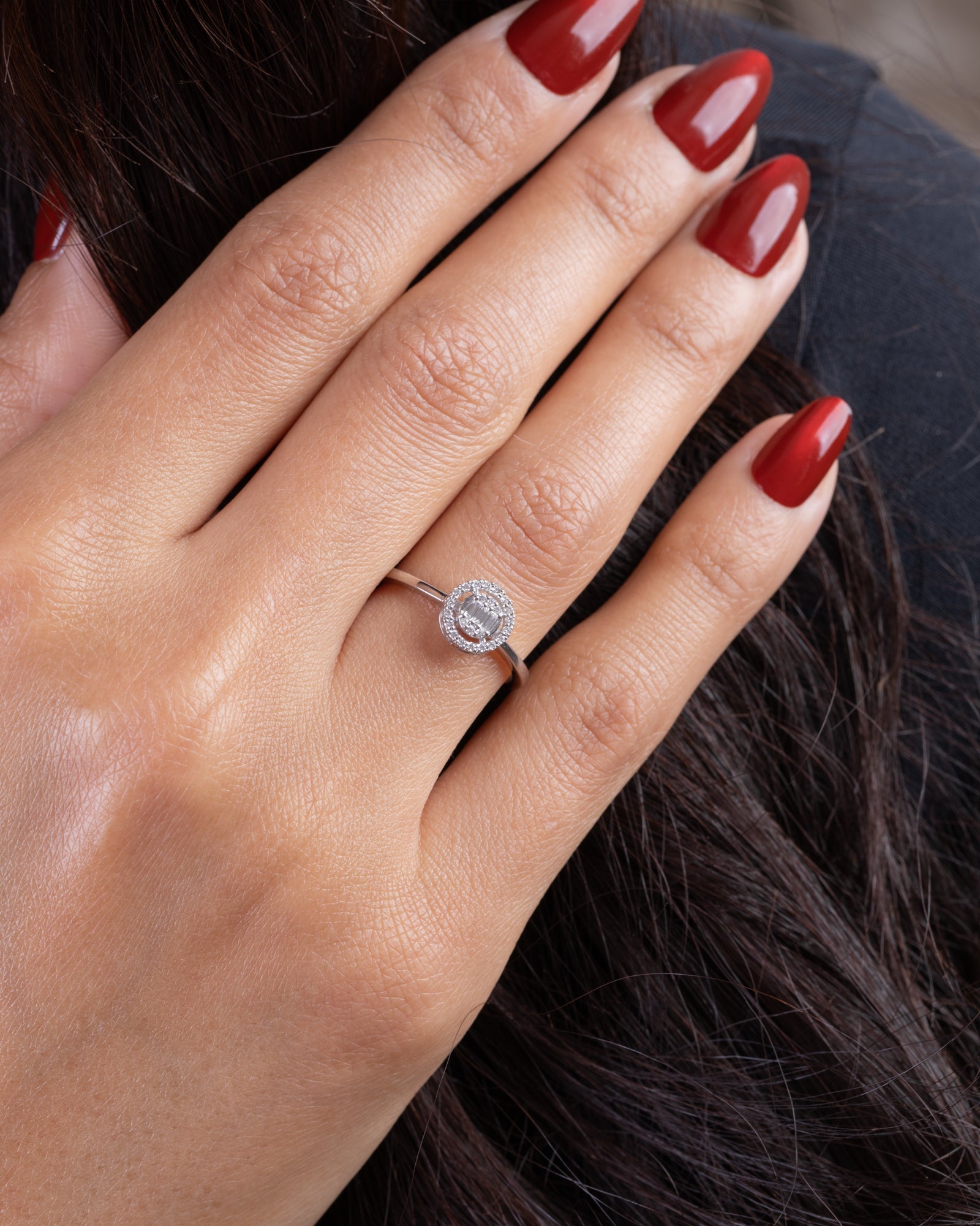 18K White Gold Diamond Ring - SA1298