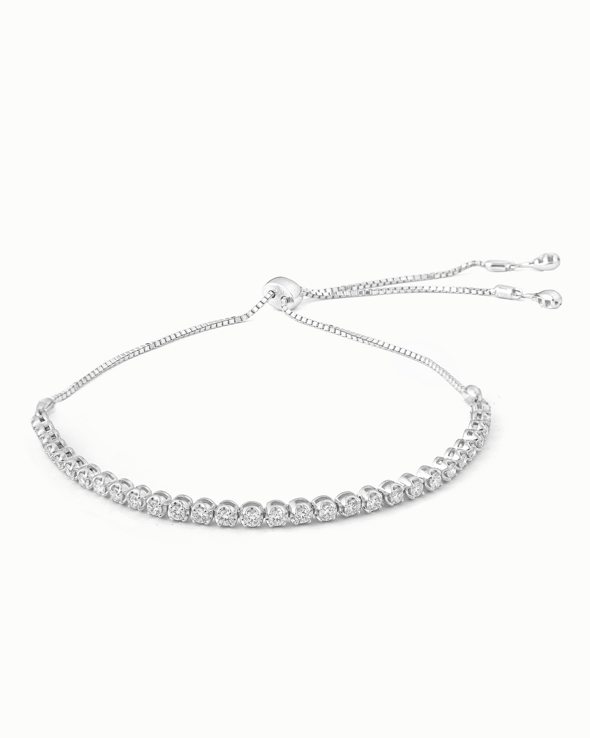 18K White Gold Half Tennis Diamond Bracelet - RA7349